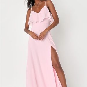 baby pink flowy maxi dress